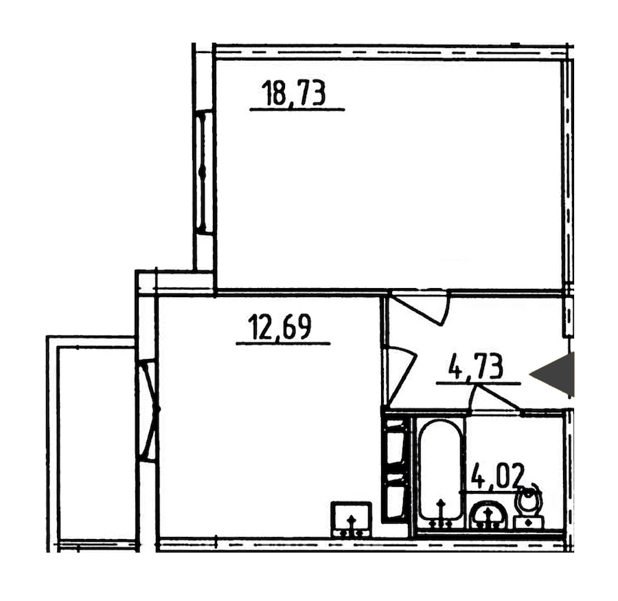 1-комнатная, 41 м² — ЖК ЖК Аэросити