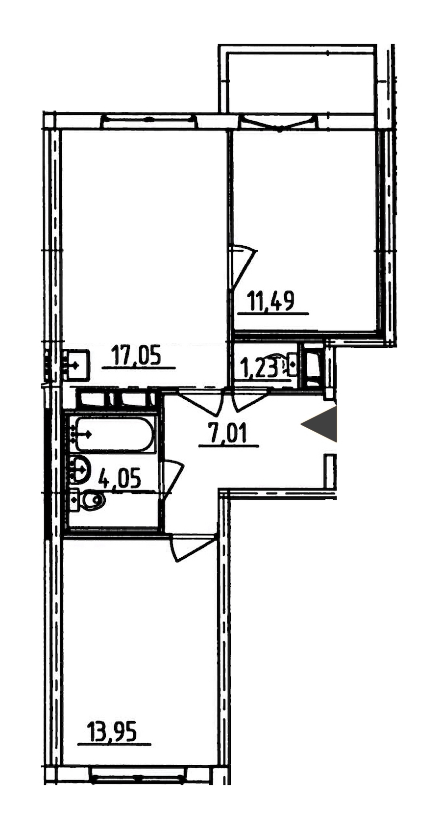 2-комнатная, 57 м² — ЖК ЖК Аэросити