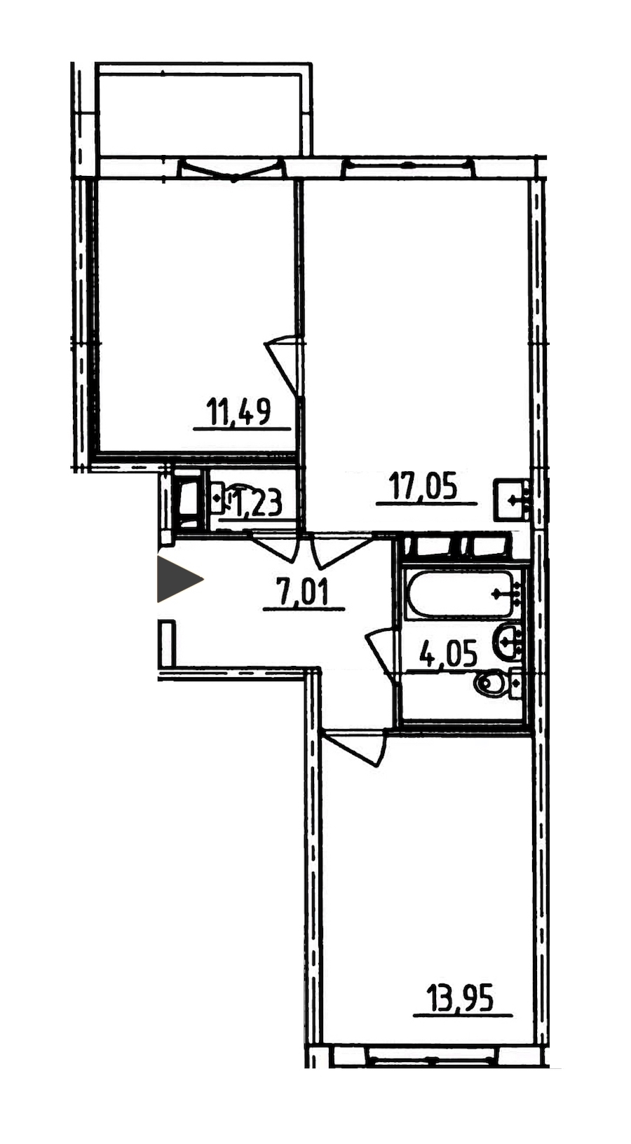 2-комнатная, 57 м² — ЖК ЖК Аэросити