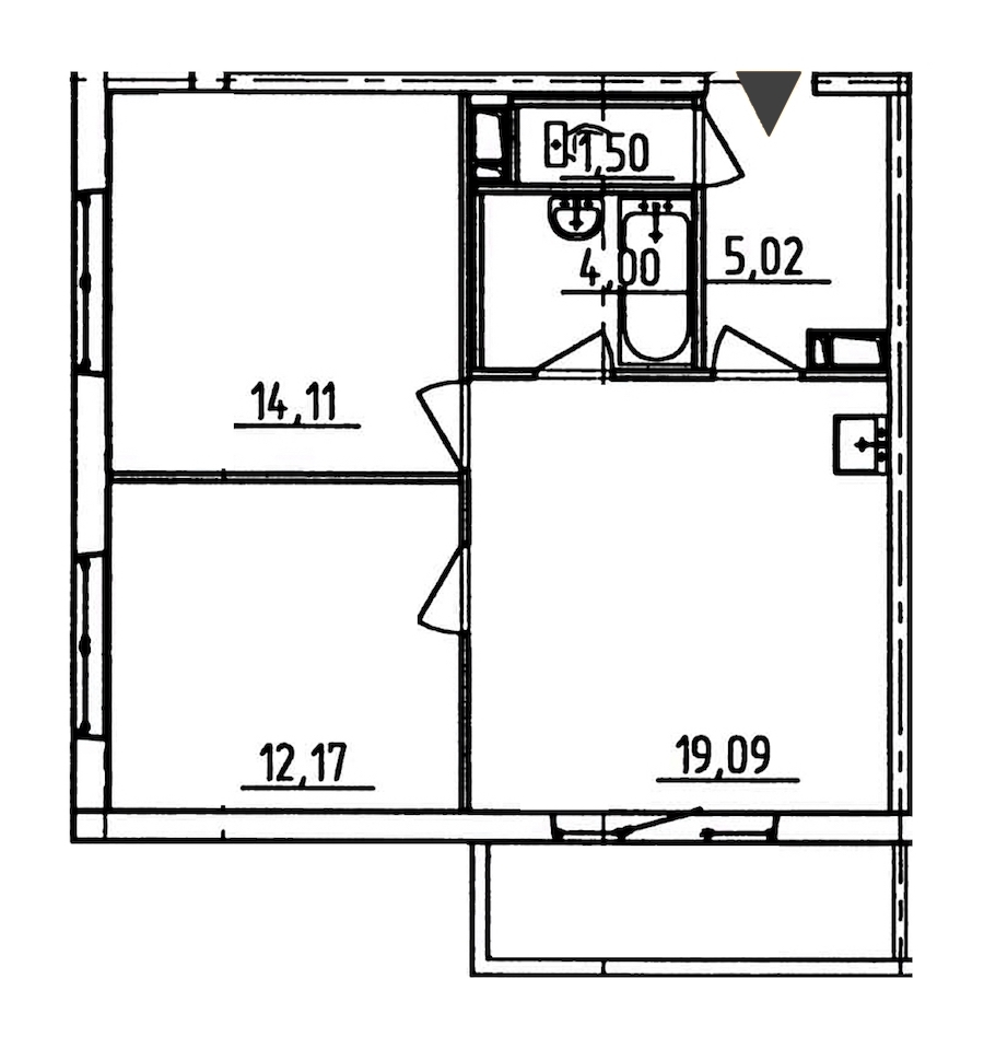 2-комнатная, 57 м² — ЖК ЖК Аэросити
