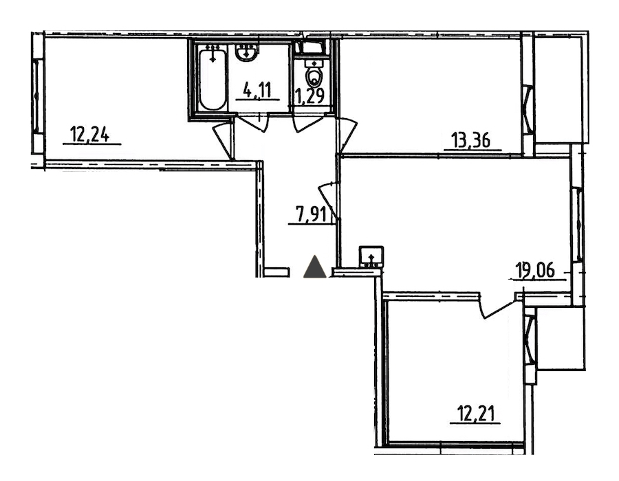 3-комнатная, 73 м² — ЖК ЖК Аэросити