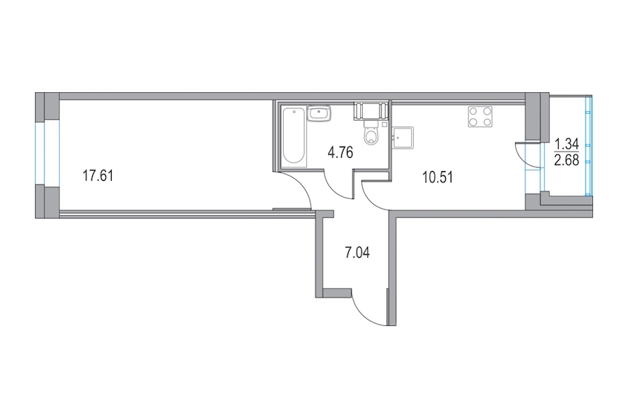 1-комнатная, 40 м² — ЖК ЖК Приморский квартал