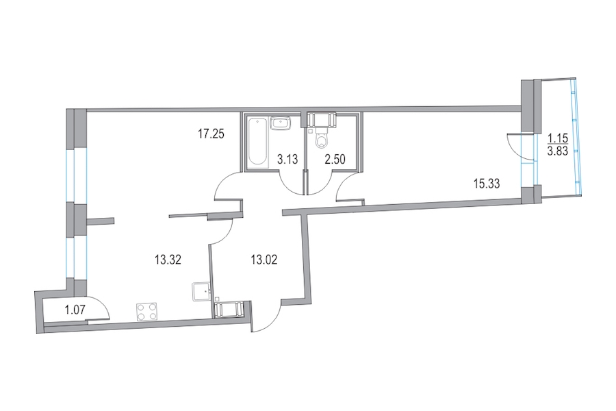 2-комнатная, 65 м² — ЖК ЖК Приморский квартал