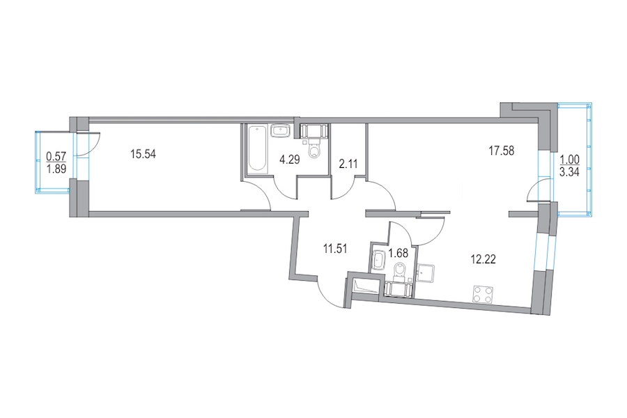 2-комнатная, 65 м² — ЖК ЖК Приморский квартал