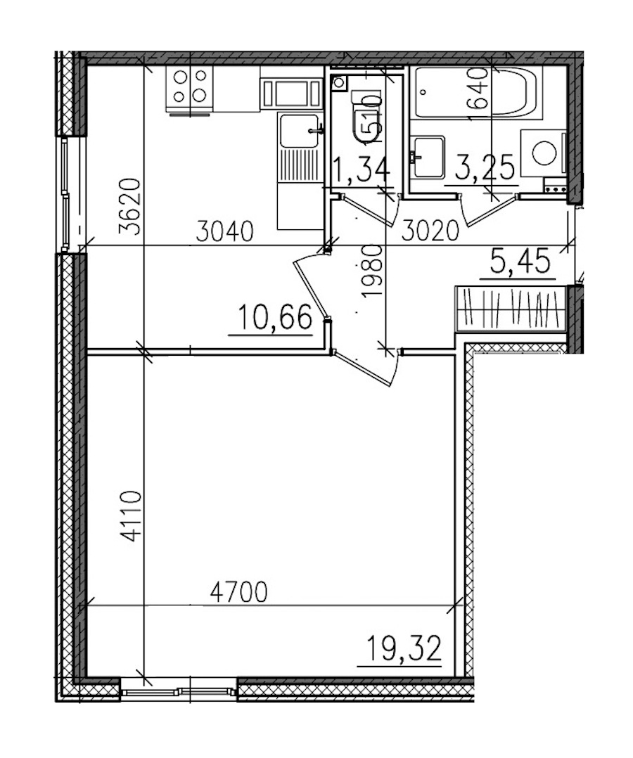 2-комнатная, 47 м² — ЖК ЖК Янила Драйв
