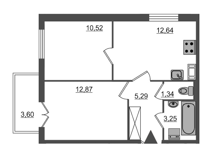 2-комнатная, 47 м² — ЖК ЖК Янила Драйв