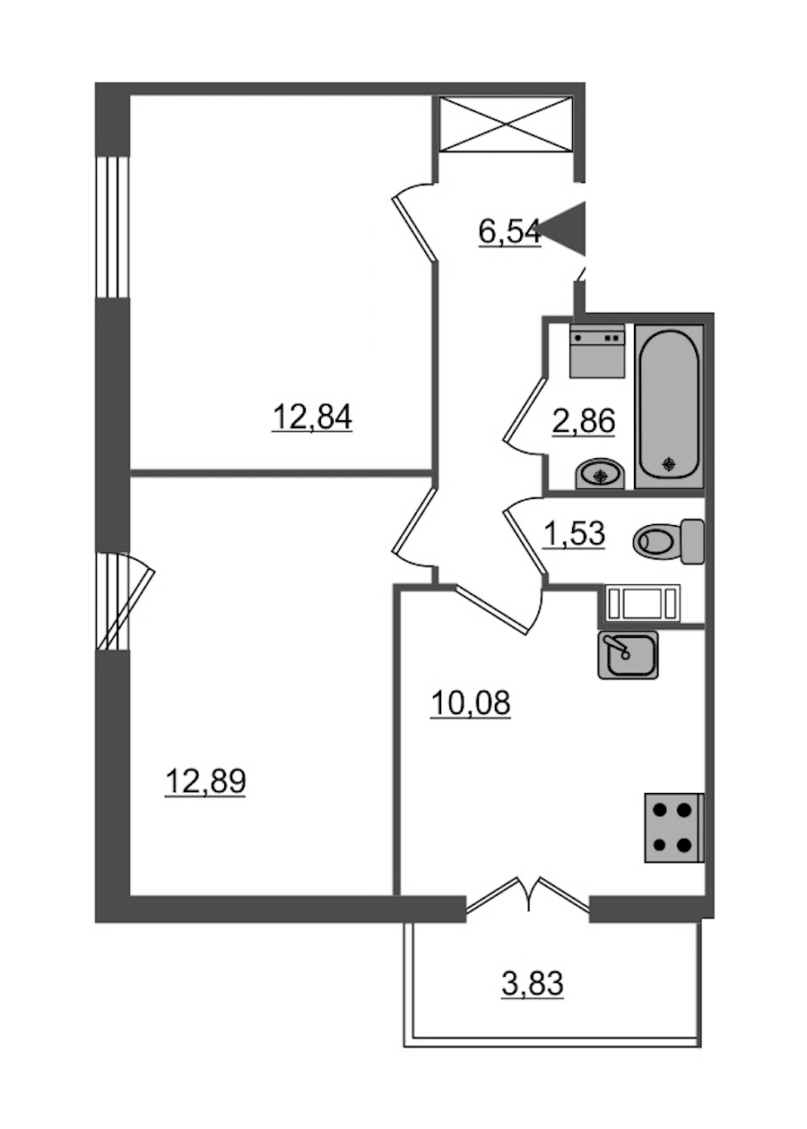 2-комнатная, 48 м² — ЖК ЖК Янила Драйв