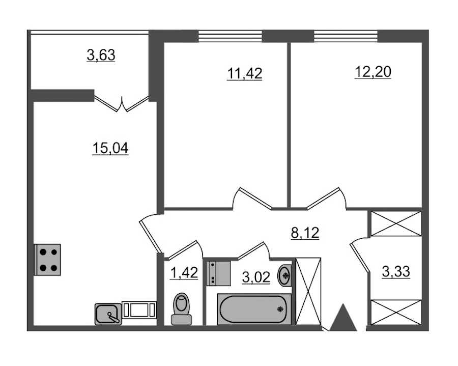 2-комнатная, 56 м² — ЖК ЖК Янила Драйв