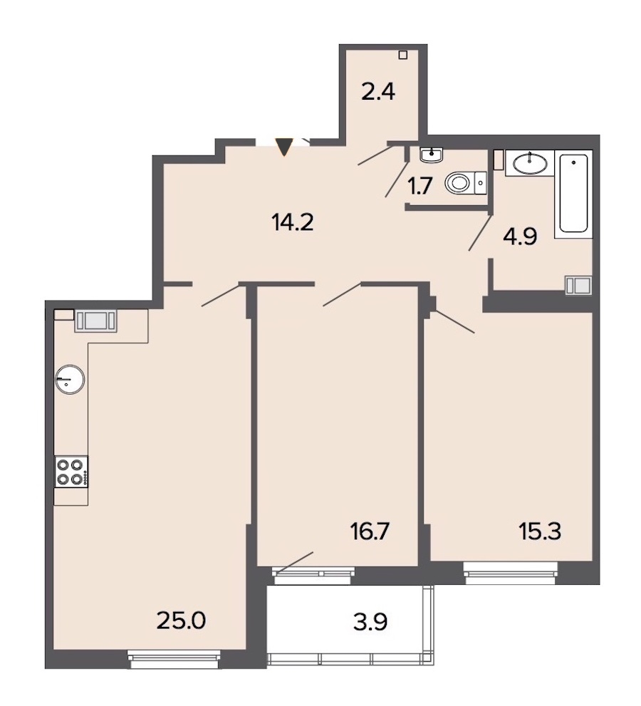 2-комнатная, 80 м² — ЖК Клубный дом Болконский