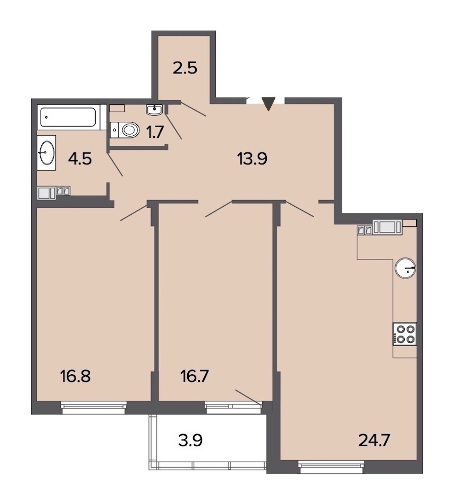 2-комнатная, 81 м² — ЖК Клубный дом Болконский