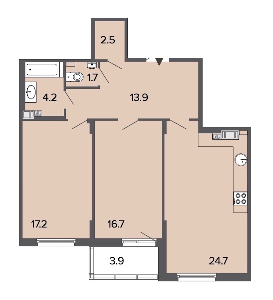 2-комнатная, 81 м² — ЖК Клубный дом Болконский