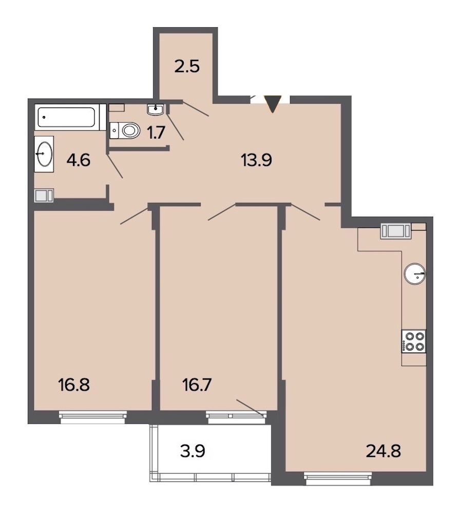 2-комнатная, 81 м² — ЖК Клубный дом Болконский