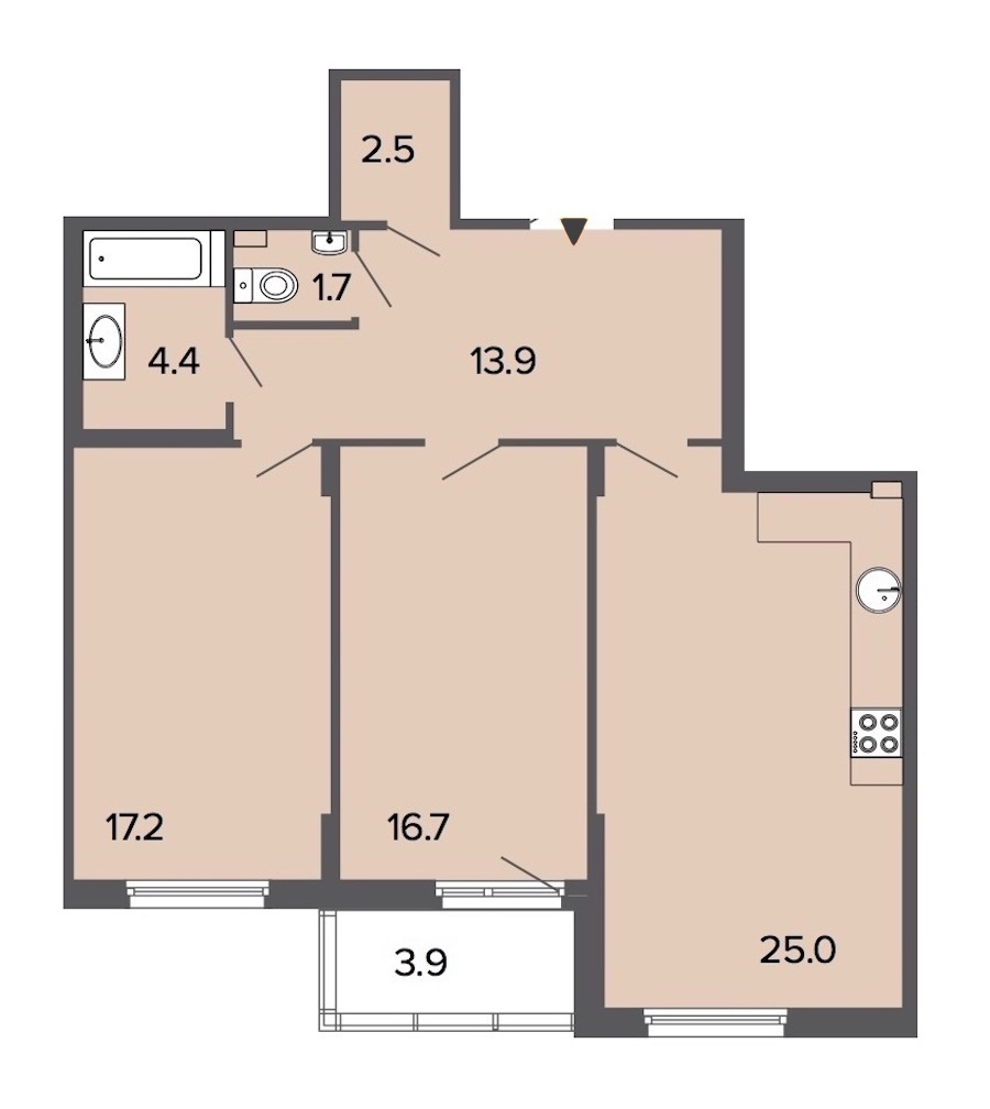 2-комнатная, 81 м² — ЖК Клубный дом Болконский