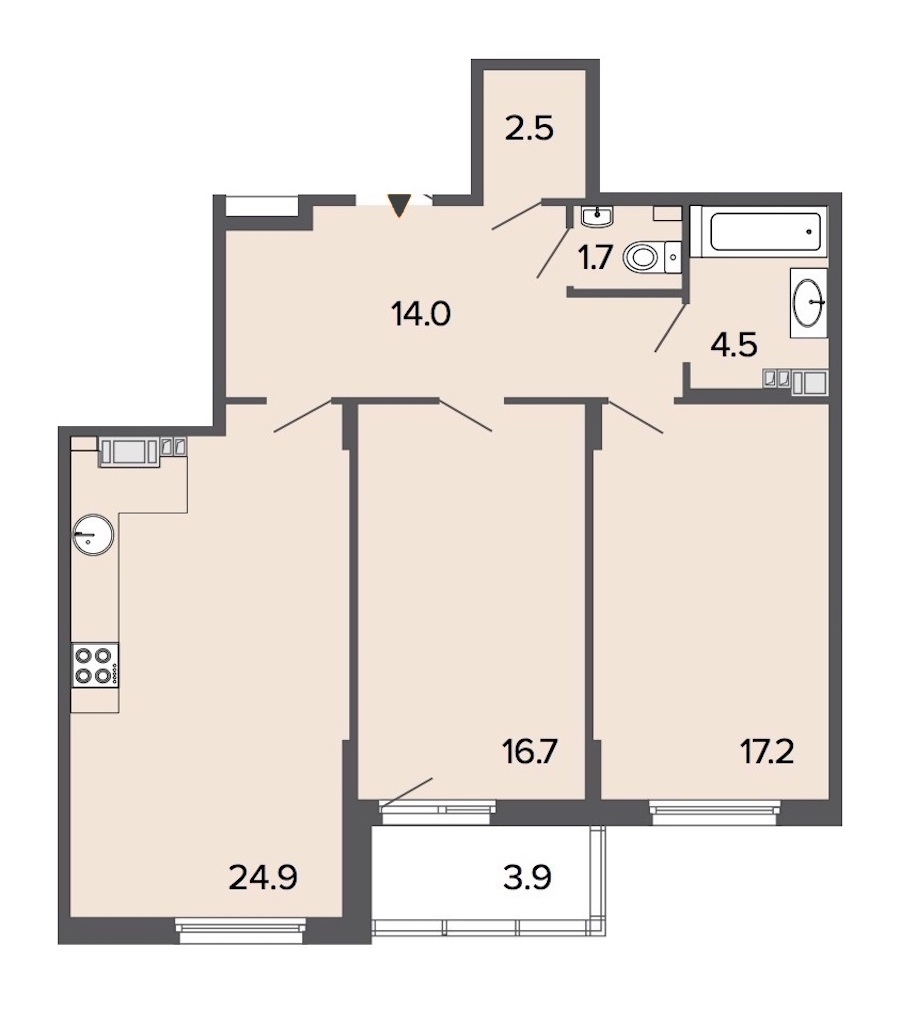 2-комнатная, 81 м² — ЖК Клубный дом Болконский