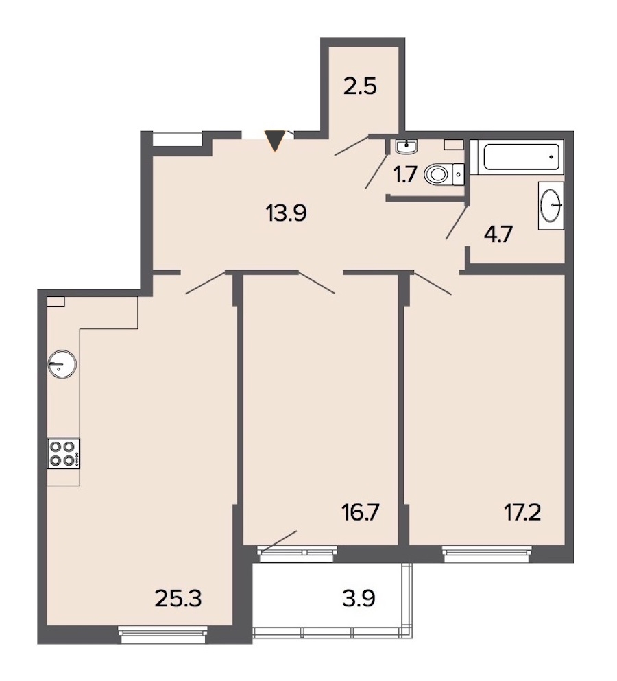 2-комнатная, 82 м² — ЖК Клубный дом Болконский