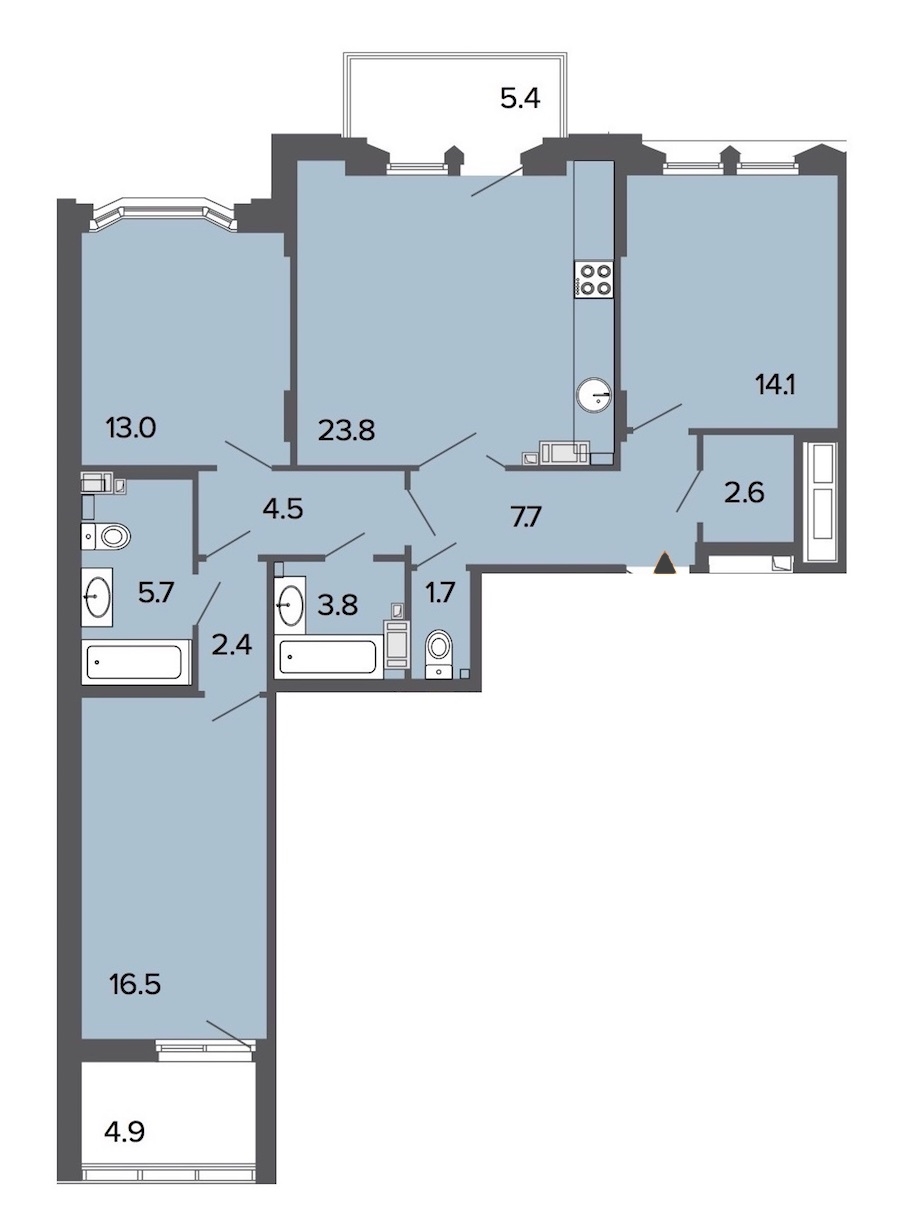 3-комнатная, 96 м² — ЖК Клубный дом Болконский
