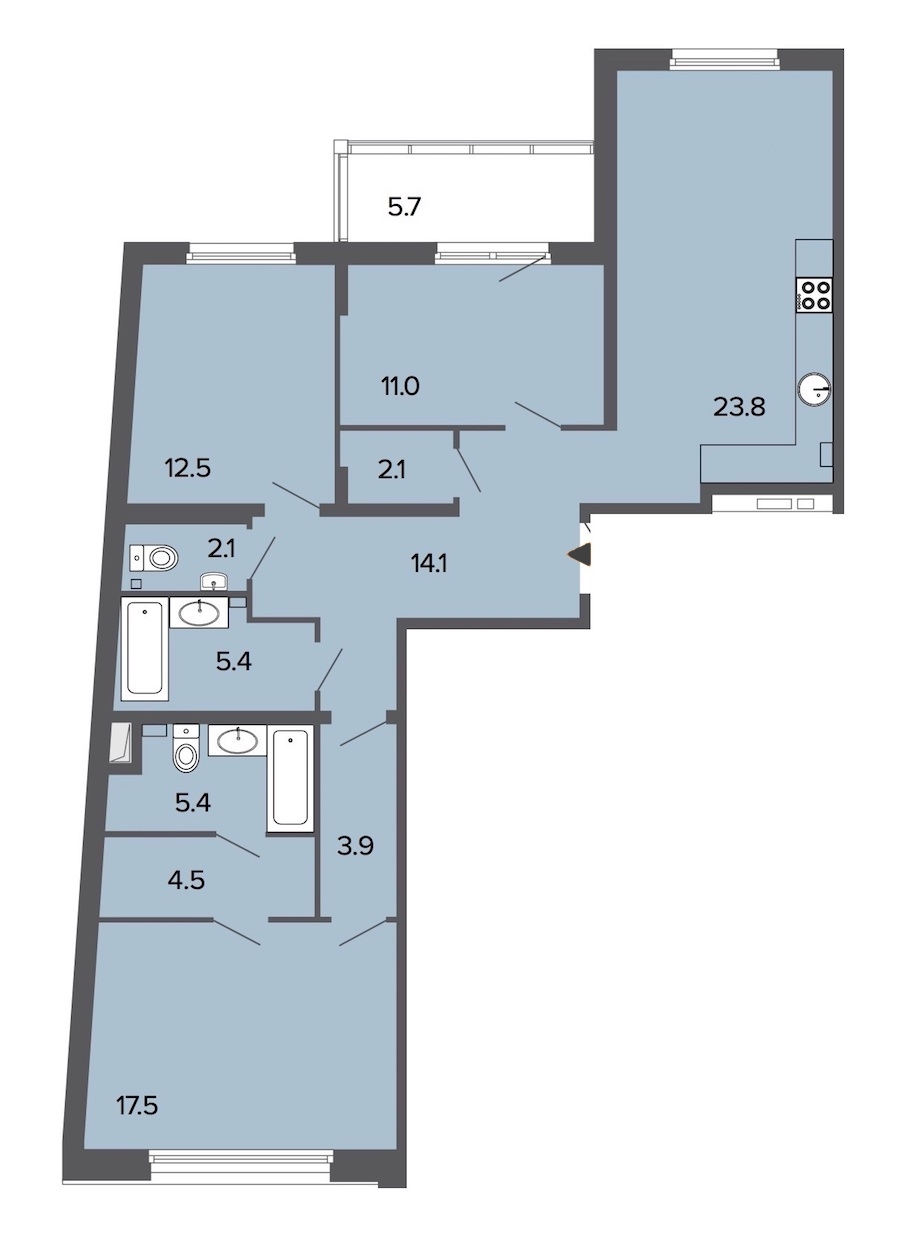 3-комнатная, 102 м² — ЖК Клубный дом Болконский