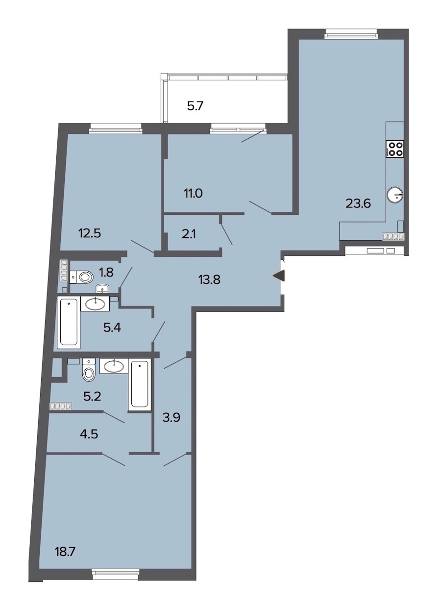 3-комнатная, 103 м² — ЖК Клубный дом Болконский