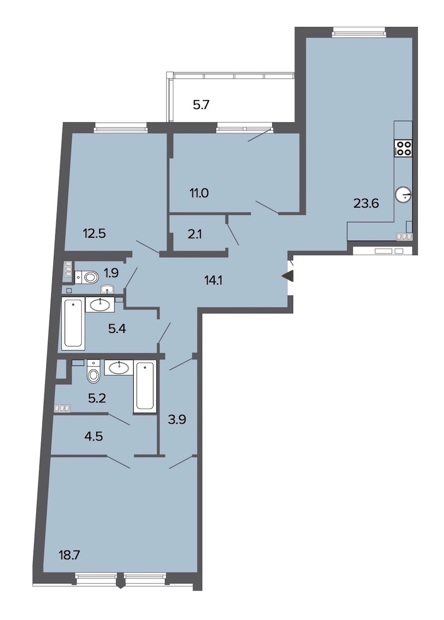 3-комнатная, 103 м² — ЖК Клубный дом Болконский