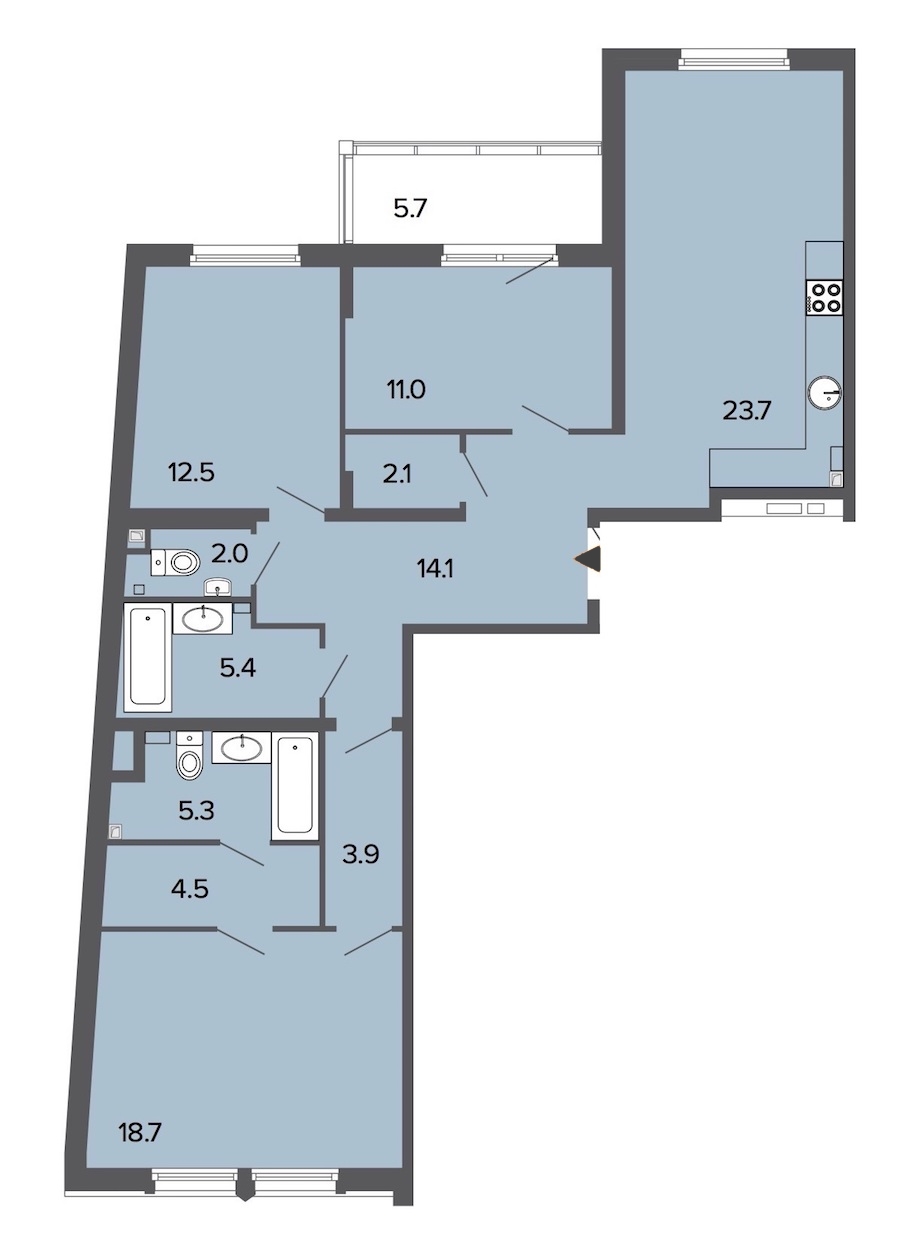 3-комнатная, 103 м² — ЖК Клубный дом Болконский