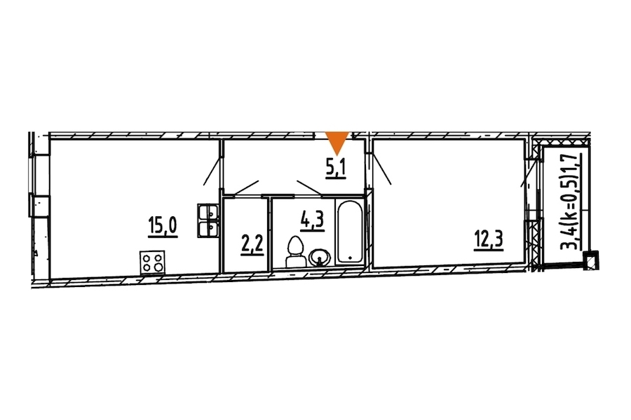 1-комнатная, 41 м² — ЖК ЖК Эталон на Неве