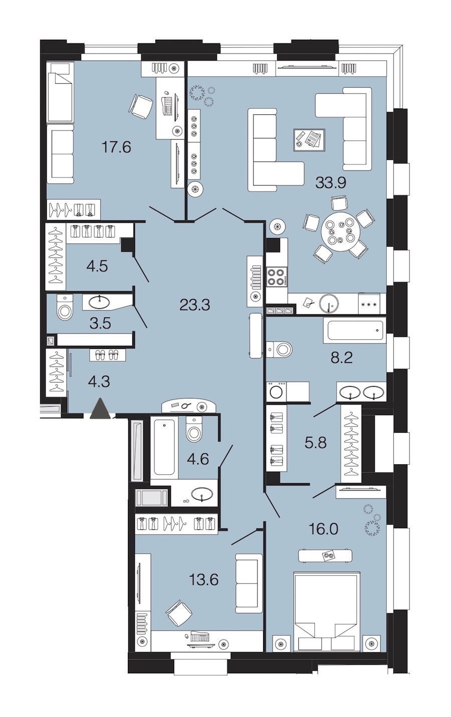 3-комнатная, 135 м² — ЖК ЖК Futurist (Футурист)