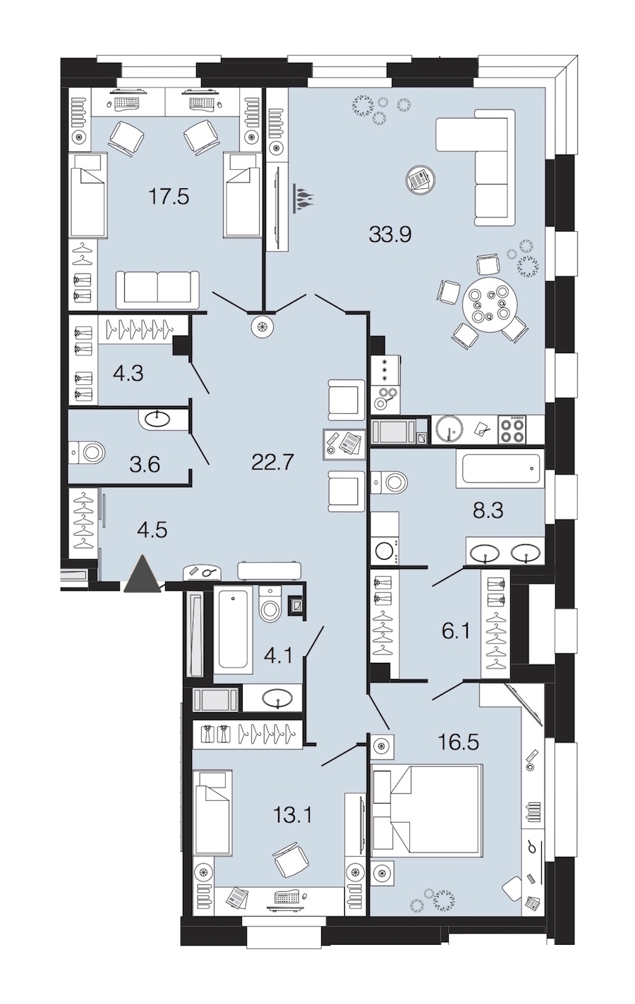3-комнатная, 135 м² — ЖК ЖК Futurist (Футурист)