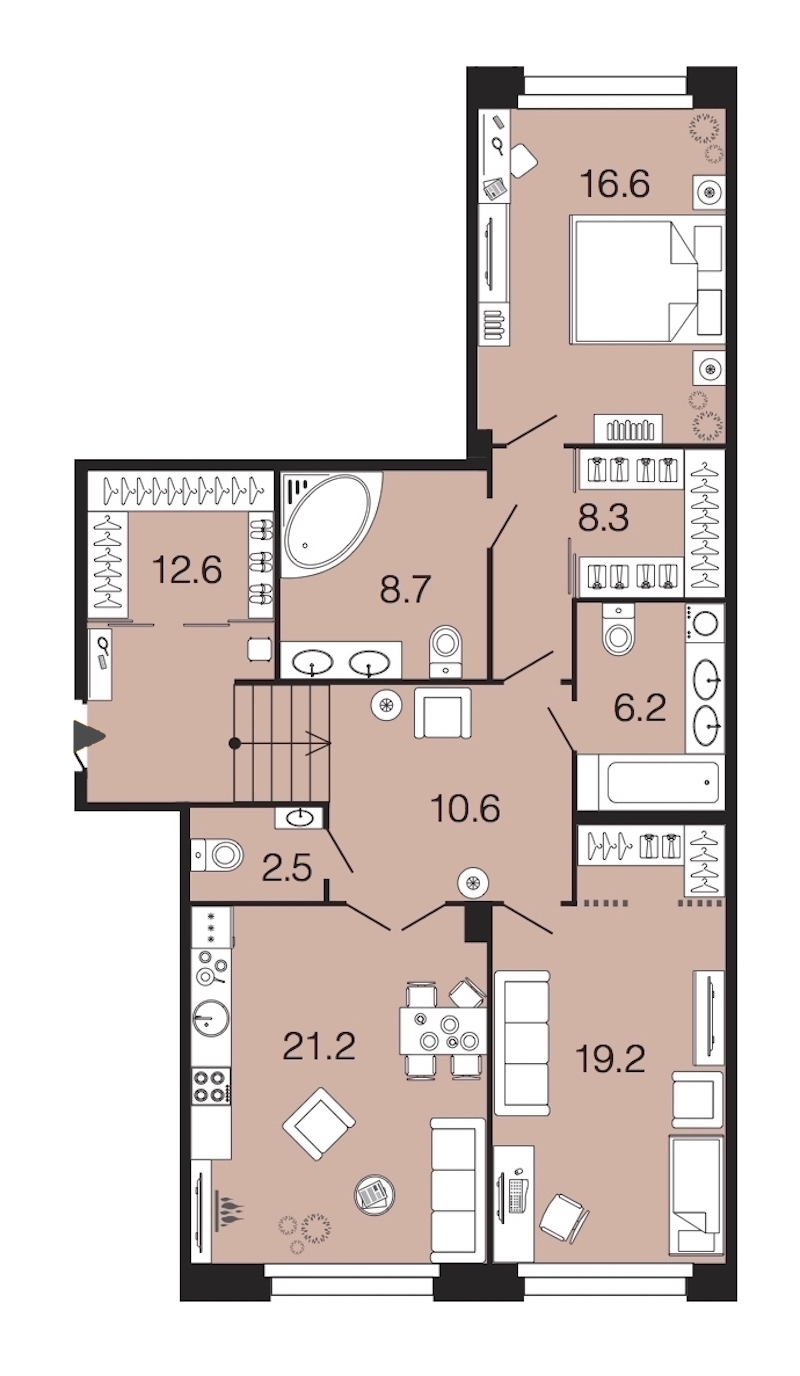 2-комнатная, 106 м² — ЖК ЖК Futurist (Футурист)
