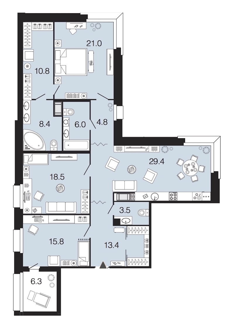 3-комнатная, 132 м² — ЖК ЖК Futurist (Футурист)