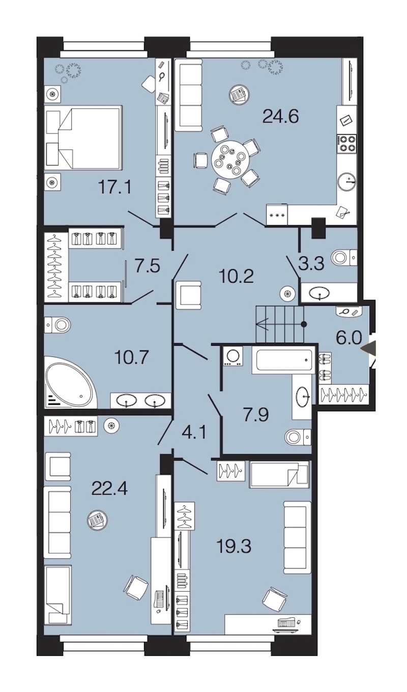 3-комнатная, 133 м² — ЖК ЖК Futurist (Футурист)