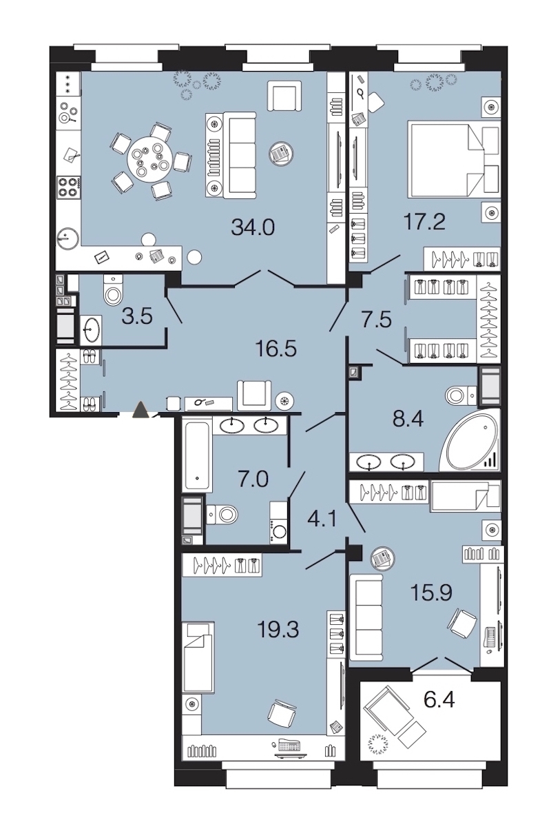 3-комнатная, 133 м² — ЖК ЖК Futurist (Футурист)