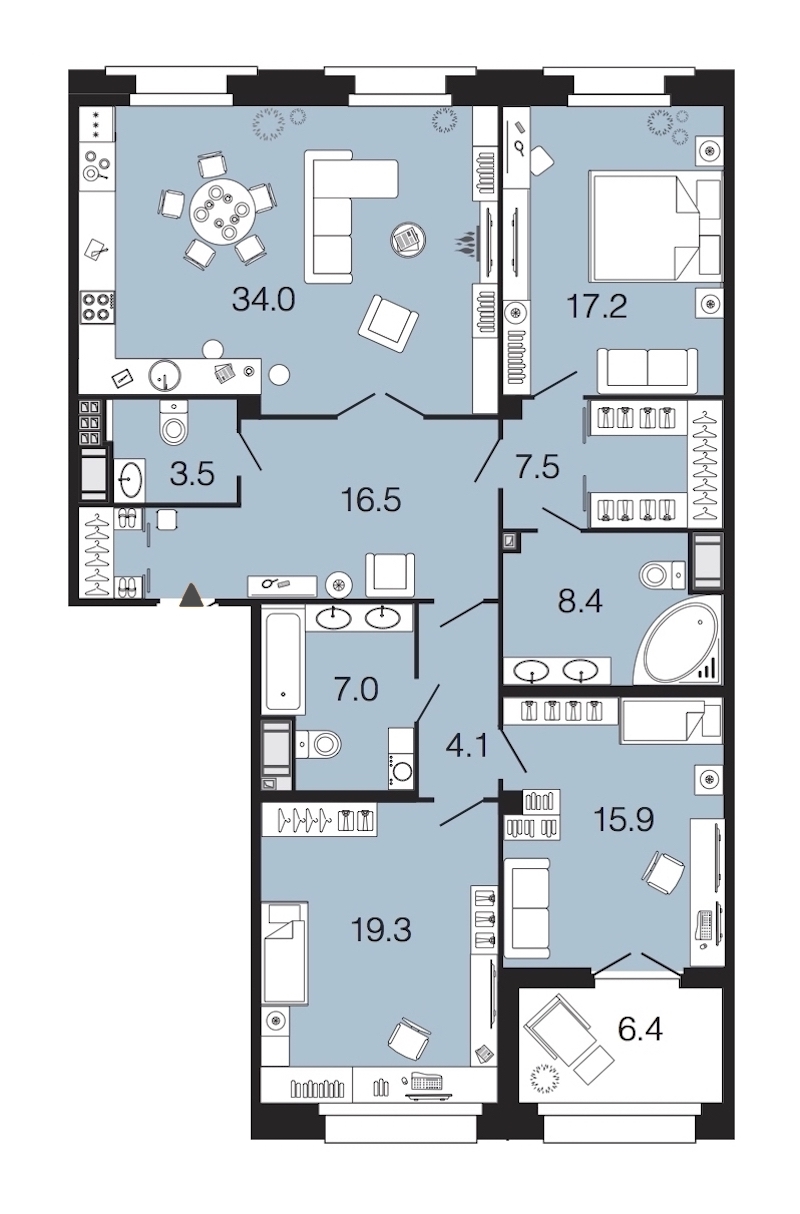 3-комнатная, 133 м² — ЖК ЖК Futurist (Футурист)