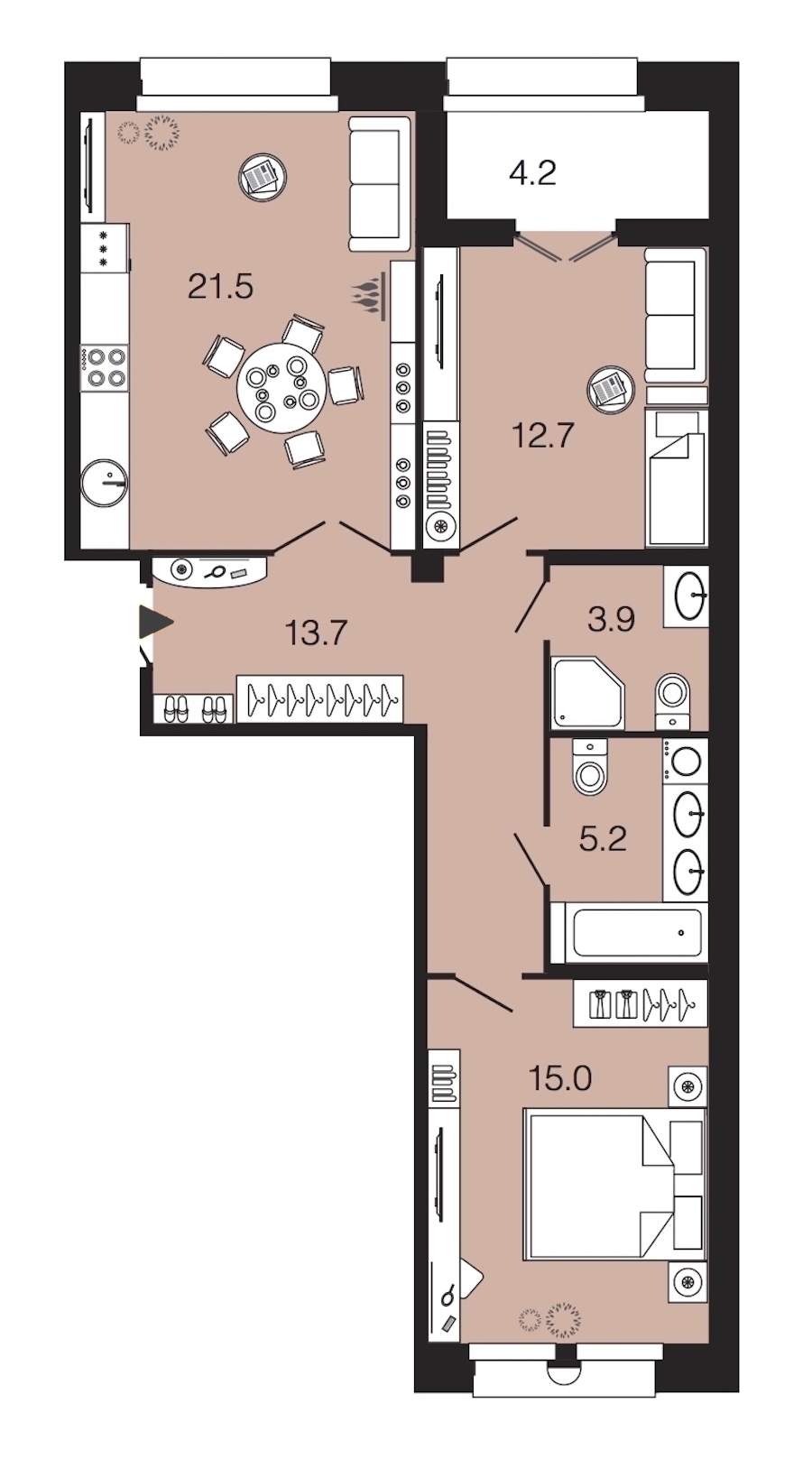 2-комнатная, 72 м² — ЖК ЖК Futurist (Футурист)