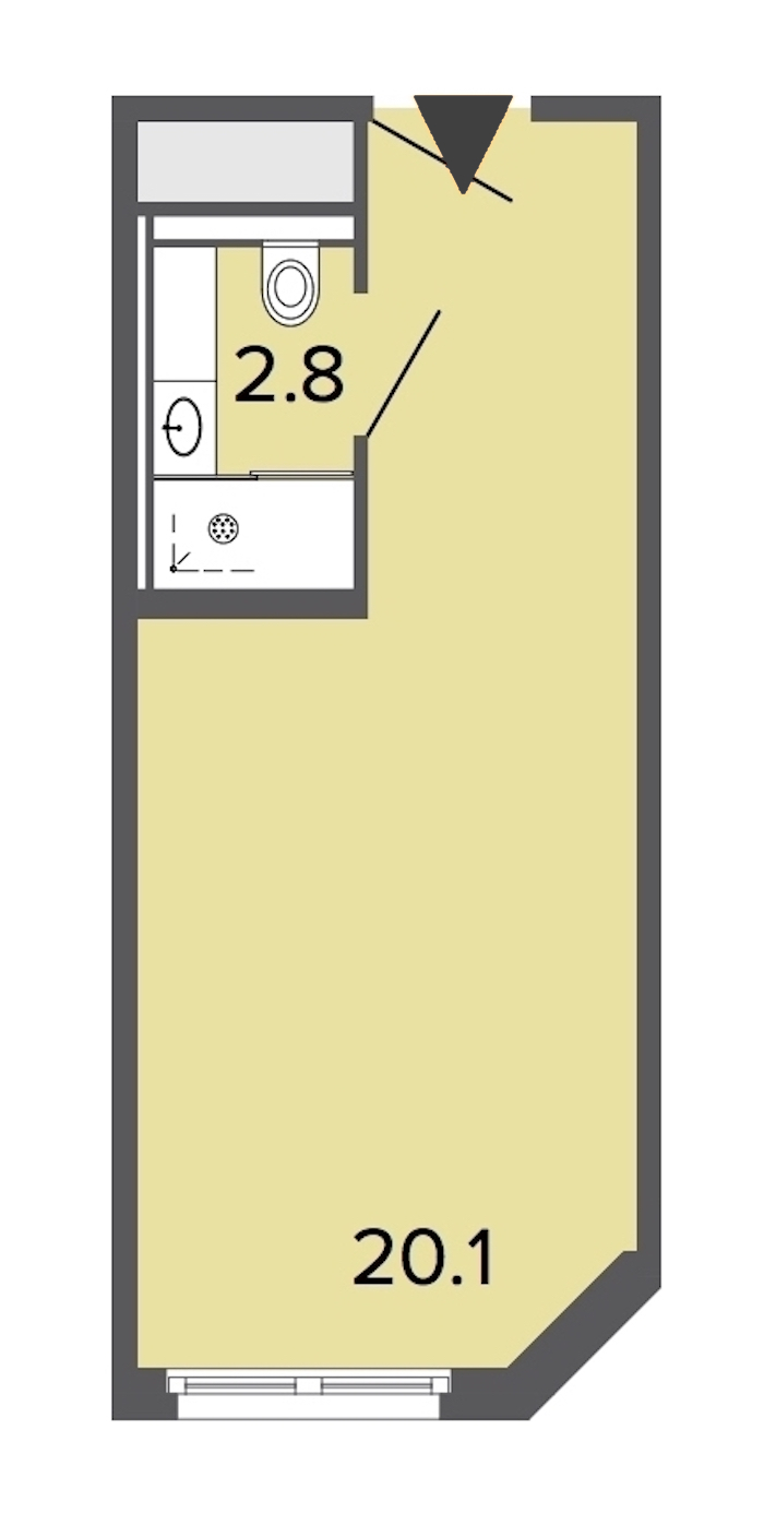 Студия, 23 м² — ЖК Апарт-отель Studio Moskovsky (Студио Московский)