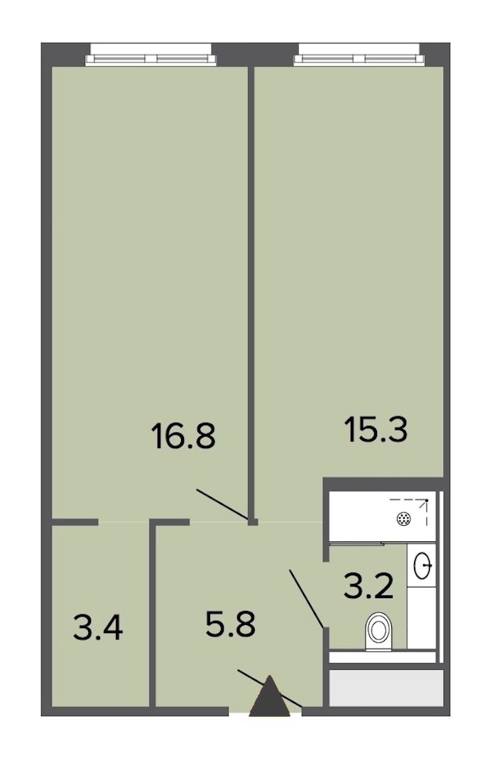 1-комнатная, 45 м² — ЖК Апарт-отель Studio Moskovsky (Студио Московский)