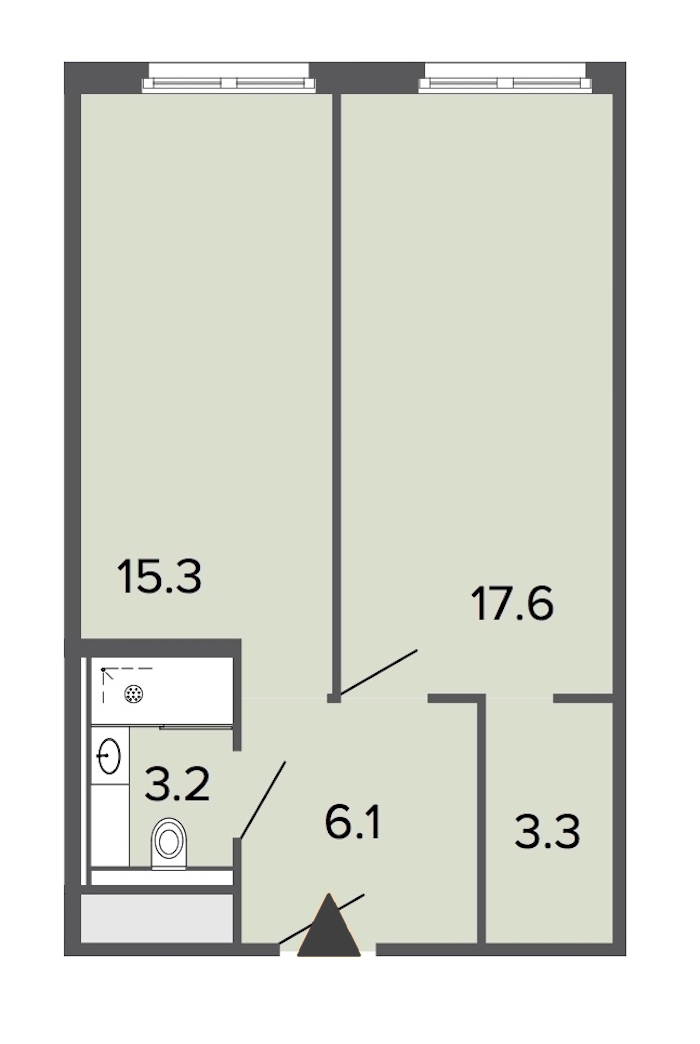 1-комнатная, 46 м² — ЖК Апарт-отель Studio Moskovsky (Студио Московский)