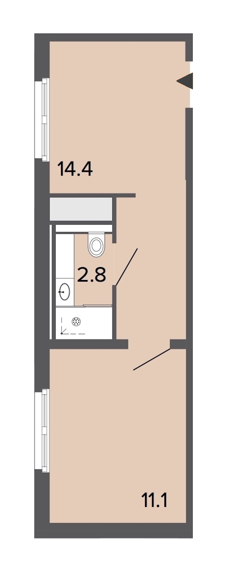 Студия, 26 м² — ЖК Апарт-отель Studio Moskovsky (Студио Московский)