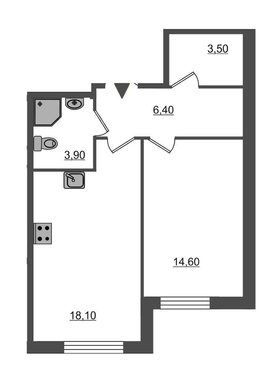 1-комнатная, 47 м² — ЖК ЖК Энфилд
