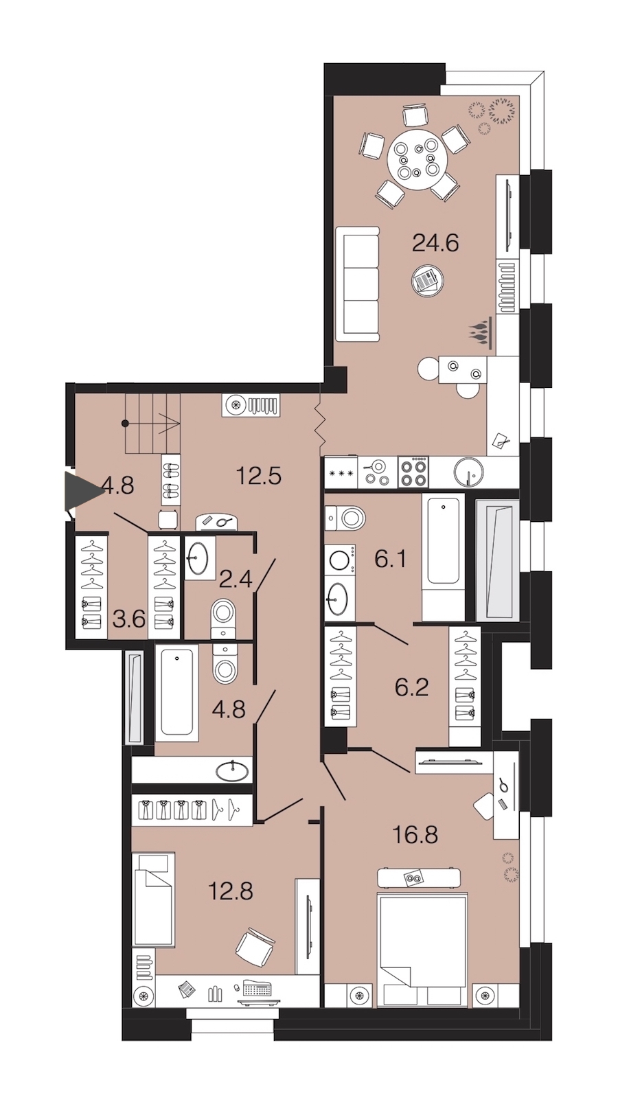 2-комнатная, 95 м² — ЖК ЖК Futurist (Футурист)