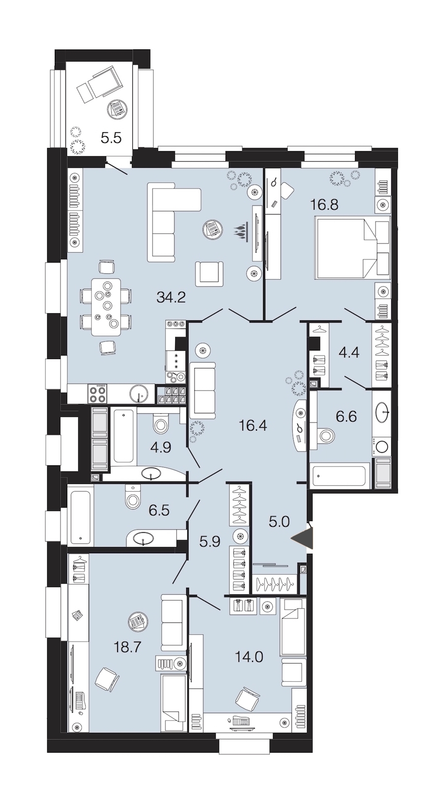 3-комнатная, 133 м² — ЖК ЖК Futurist (Футурист)