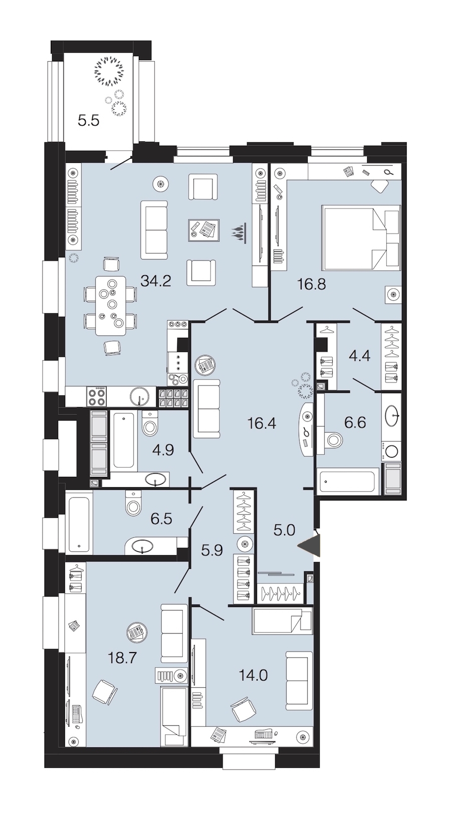 3-комнатная, 133 м² — ЖК ЖК Futurist (Футурист)