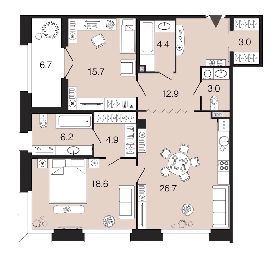 2-комнатная, 95 м² — ЖК ЖК Futurist (Футурист)