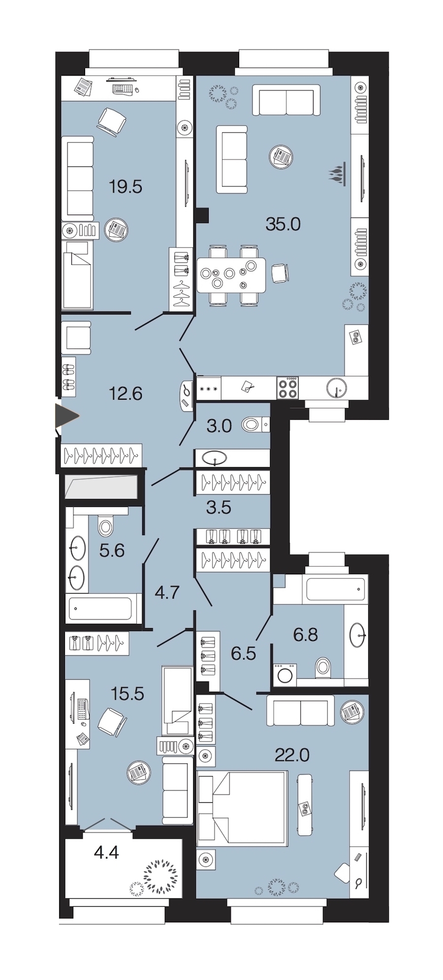 3-комнатная, 135 м² — ЖК ЖК Futurist (Футурист)