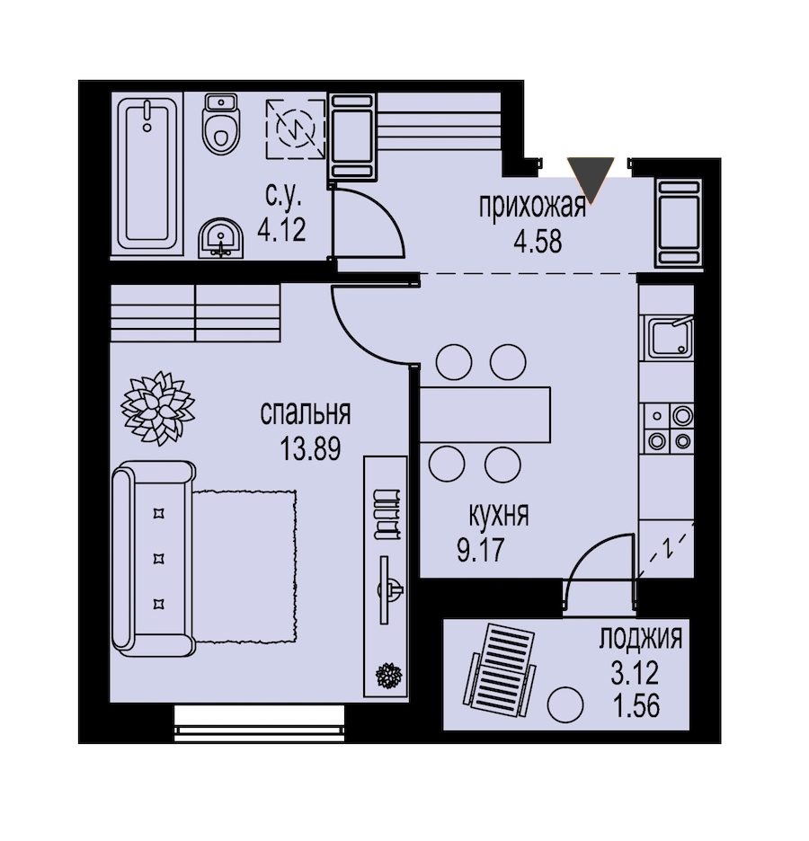 1-комнатная, 33 м² — ЖК ЖК ID Мурино (Айди Мурино)