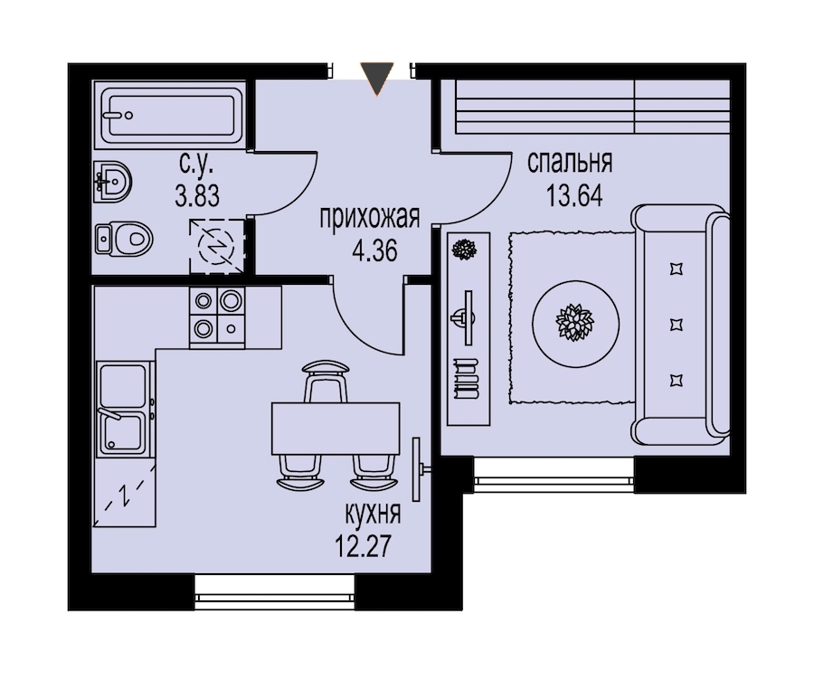 1-комнатная, 34 м² — ЖК ЖК ID Мурино (Айди Мурино)