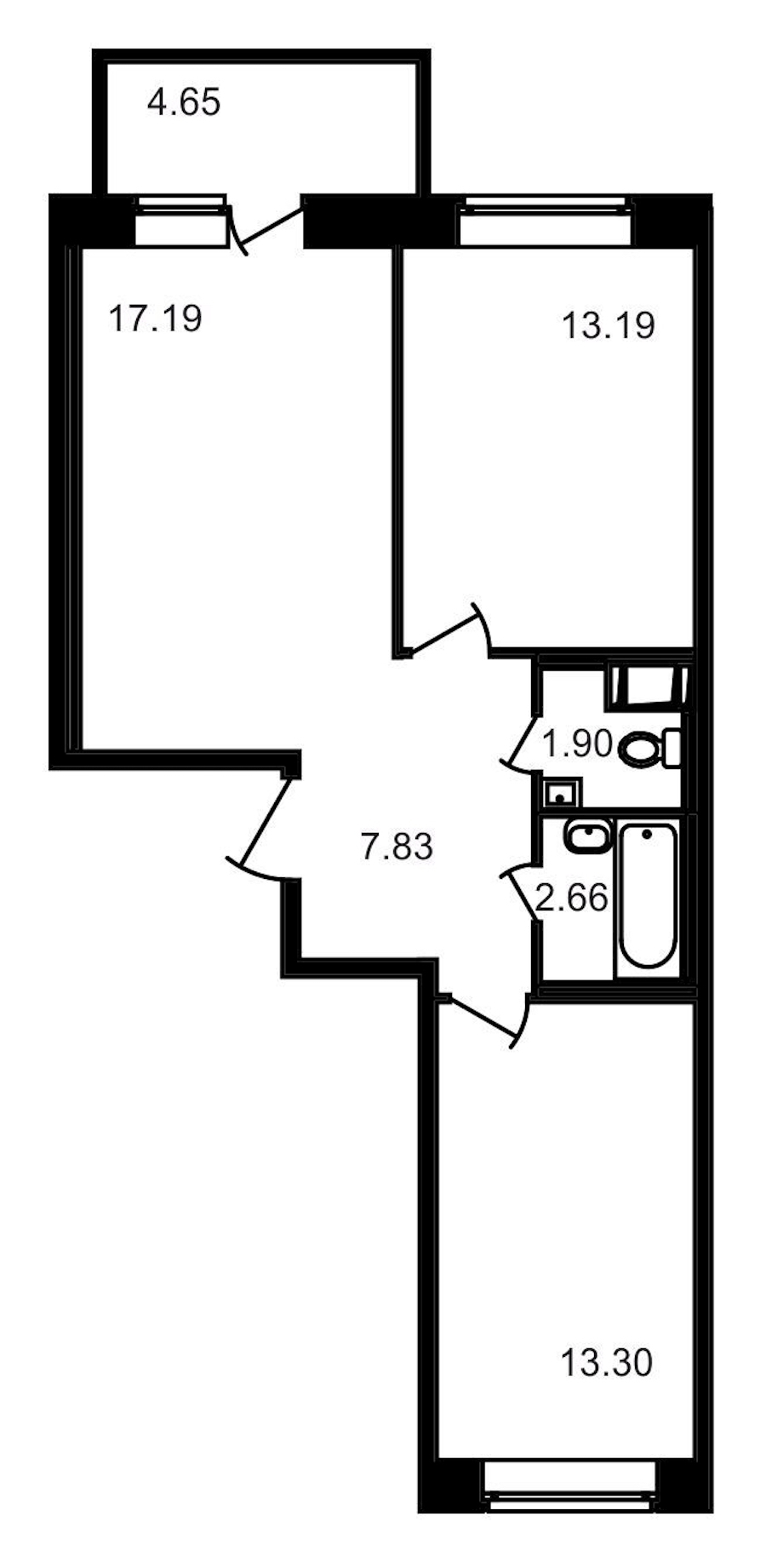 2-комнатная, 61 м² — ЖК ЖК Северный