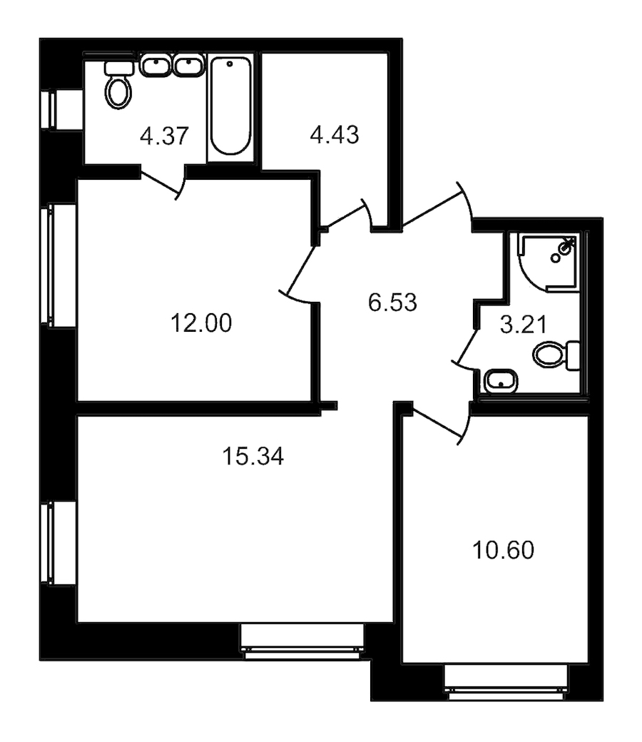 2-комнатная, 56 м² — ЖК ЖК Северный