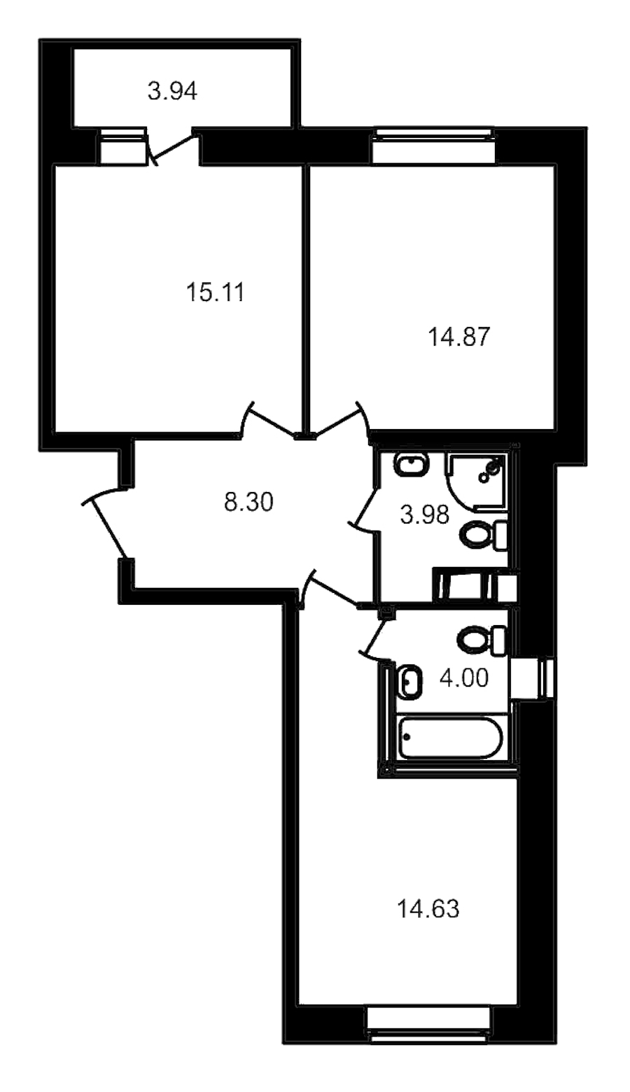 2-комнатная, 65 м² — ЖК ЖК Северный