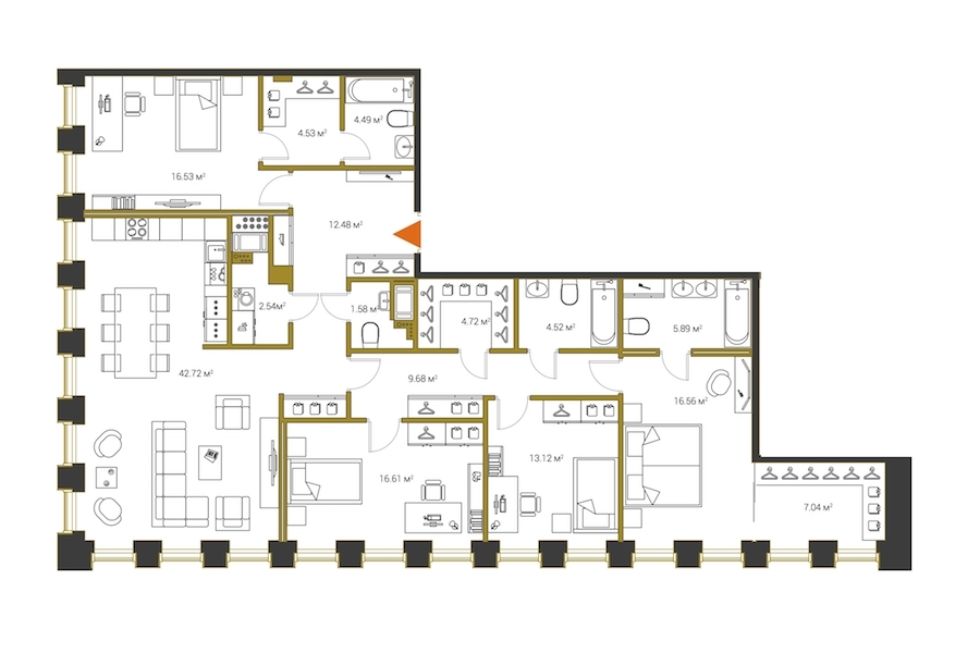 4-комнатная, 163 м² — ЖК ЖК Legenda Институтский (Институтский, 16)