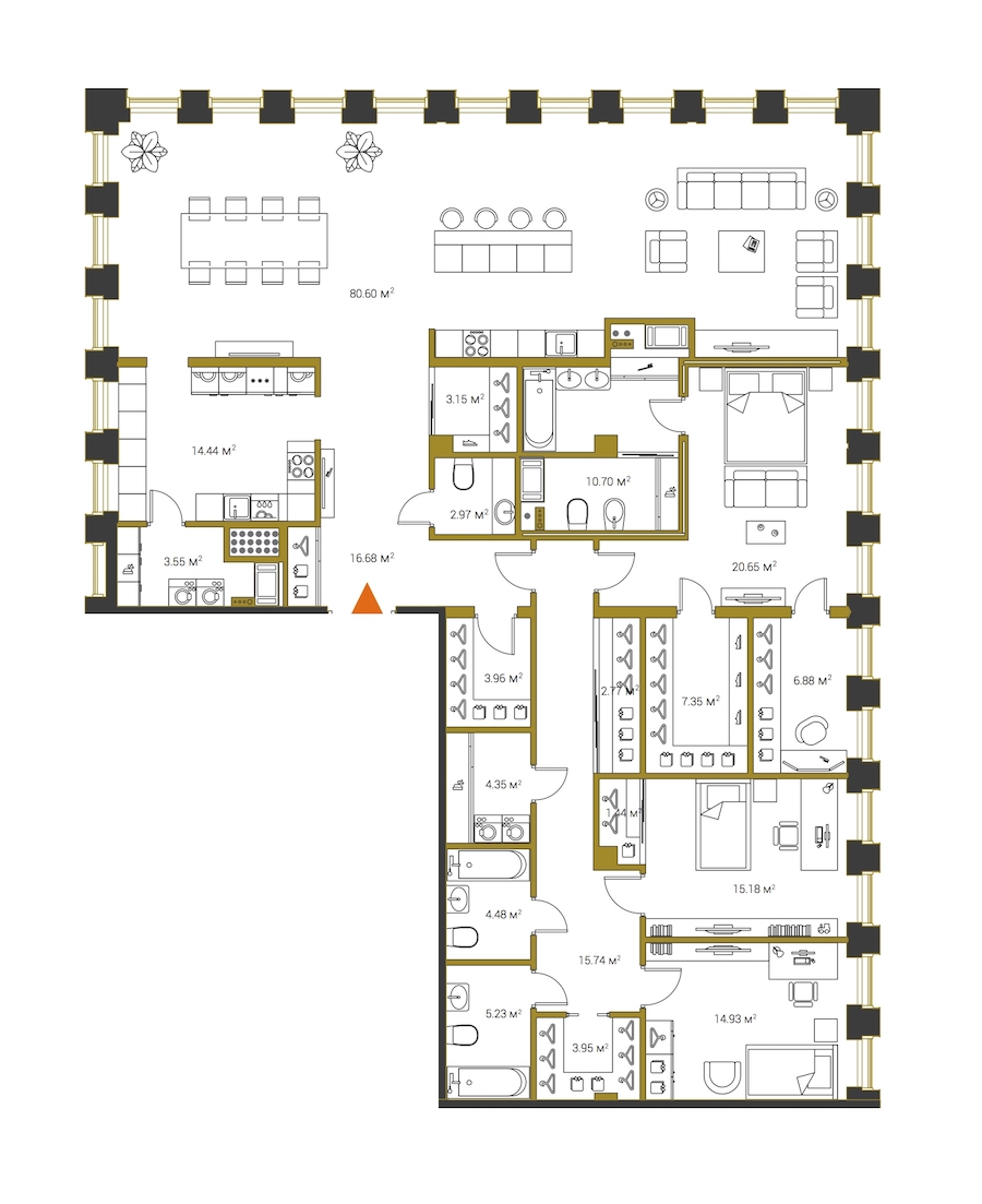 4-комнатная, 239 м² — ЖК ЖК Legenda Институтский (Институтский, 16)